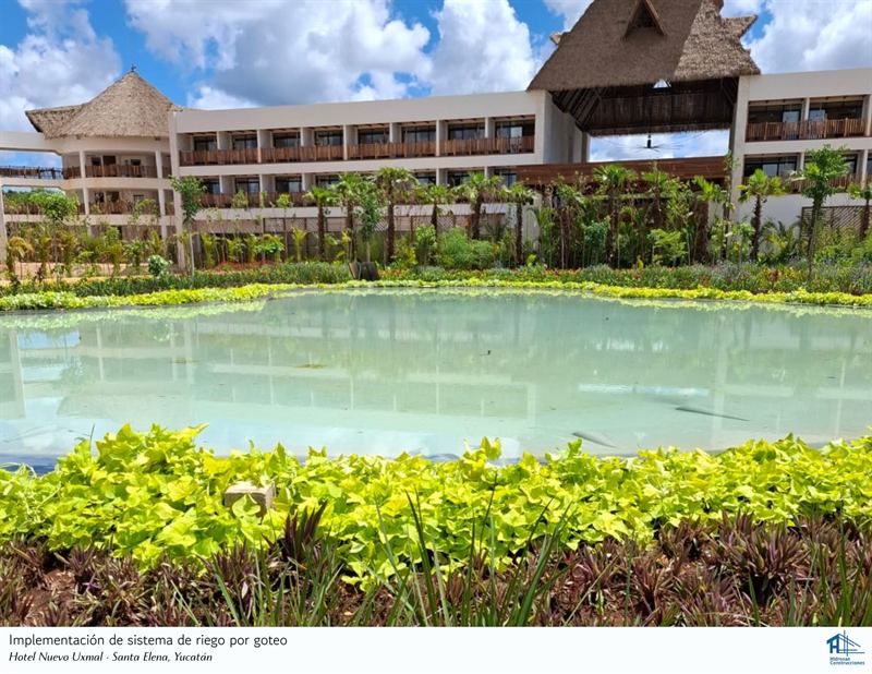 Implementación de sistema de riego por goteo — Hotel Nuevo Uxmal · Santa Elena, Yucatán